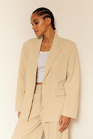 Blazer Oversize Con Botón Revestido