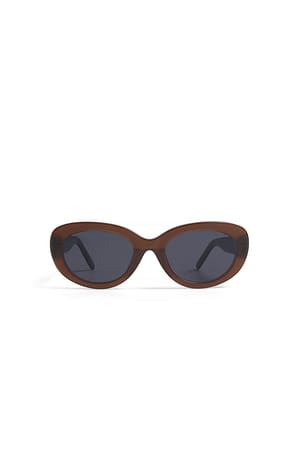 Dark Brown Oval Frame Acetate Sunglasses