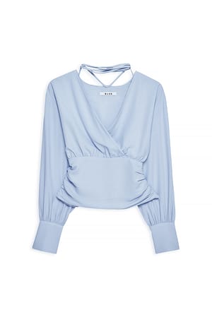 Light Blue Overlap Blouse