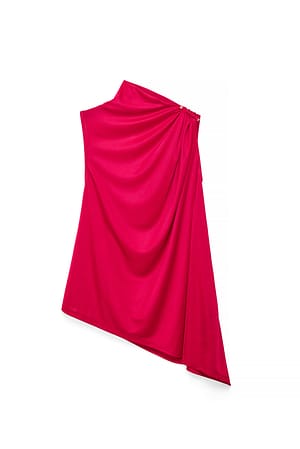 Red Oversized Buckle Top