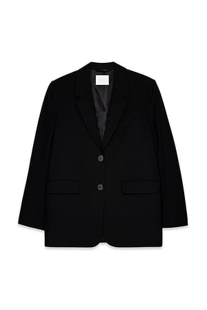 Black Blazer oversize en tissu mélangé