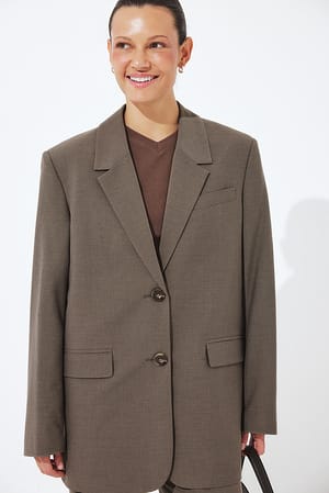 Brown Meleret blazer i overstørrelse