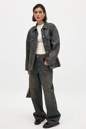 Dark Blue Klassisk oversized jacka i denim