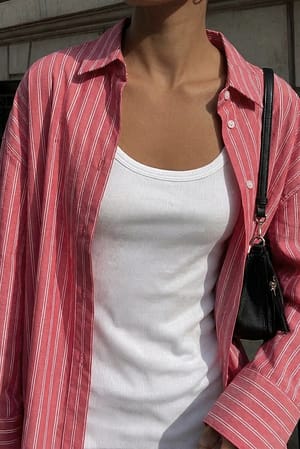 Red Stripe Oversized Katoenen Shirt