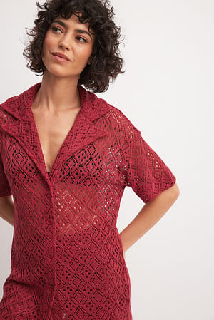 Red Oversized heklet skjorte