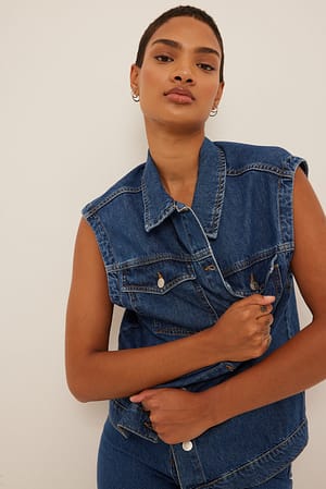 Mid Blue Oversized Denim Vest