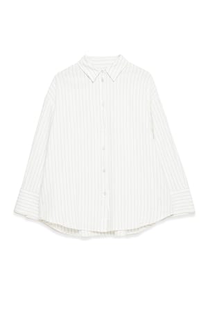 Blue/White Stripe Oversized skjorte i linblanding