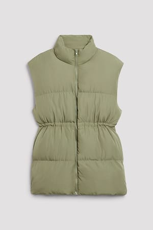 Khaki Oversized gefütterte Weste