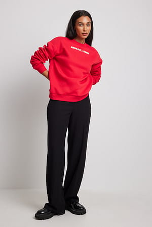 Red Sweatshirt i overstørrelse med rund hals