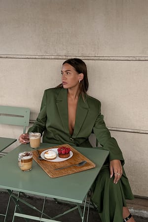 Forest Green Oversized Straight Fit Blazer