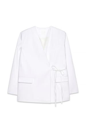 White Oversized blazer met strikdetail