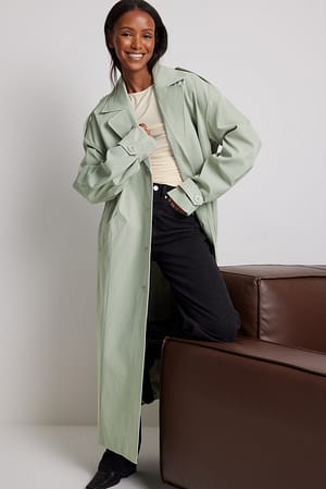 Pistachio Übergroßer Trenchcoat