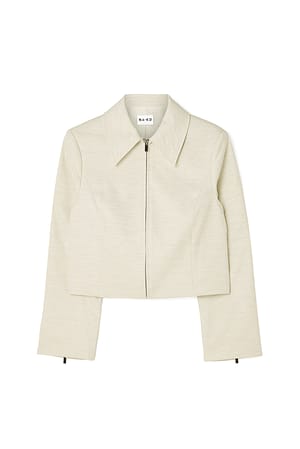 Beige Zip Detail Jacket