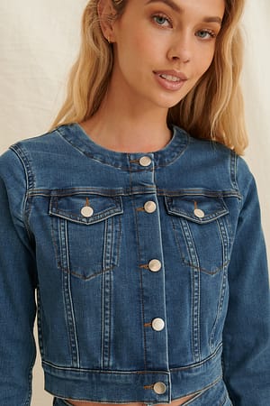 Blue Organische cropped denim jack