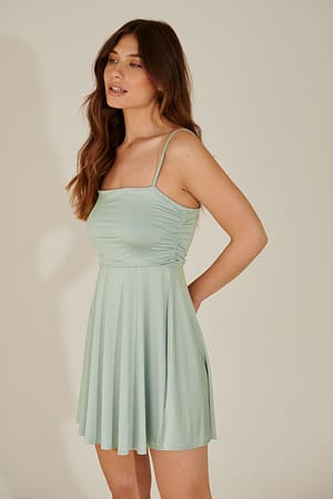 Vintage Mint Mini-jurk met rimpeldetail
