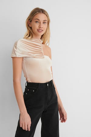 Light Beige Haut À Fronces