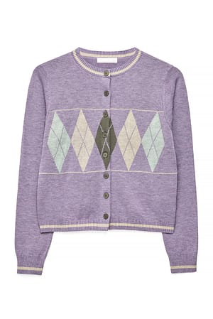 Purple Strikket cardigan med mønster
