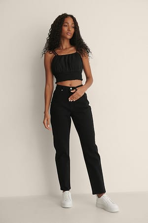 Black Økologisk kort denim
