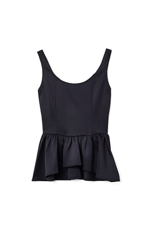 Black Jerseytop med peplum