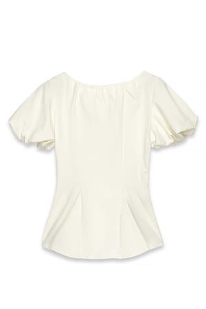 Offwhite Peplum Sleeve Detail Blouse