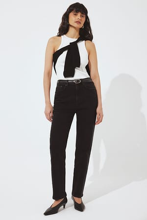 Black Jean slim Pier à taille haute