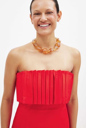 Red Plisserad bandeau-topp