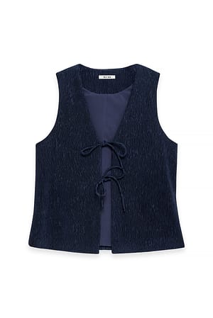 Navy lange Plissee-Weste
