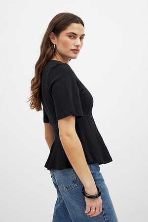 Black Pleated Tee