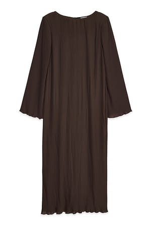 Brown Plissiertes Maxikleid mit Trompetenärmeln