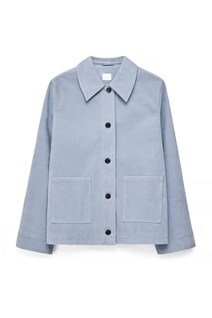 Light Blue Pocket Detail Faux Suede Jacket