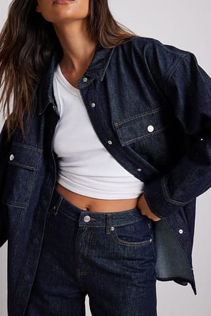 Blue Oversized denim overhemd met zakdetails