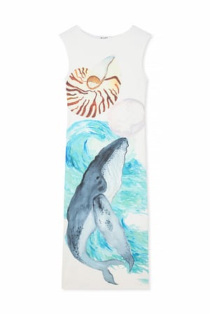 Blue Wave Print Maxikjole i jersey med print