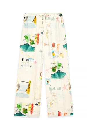 Print Printed Linen Blend Pants