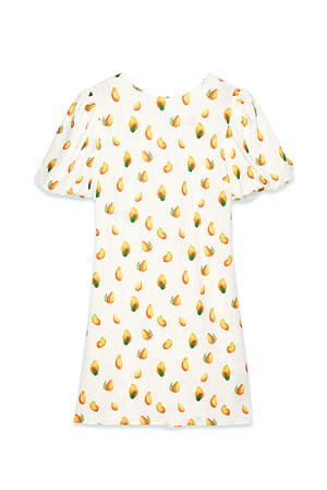 Fruit Print Printed Puff Sleeve Mini Dress