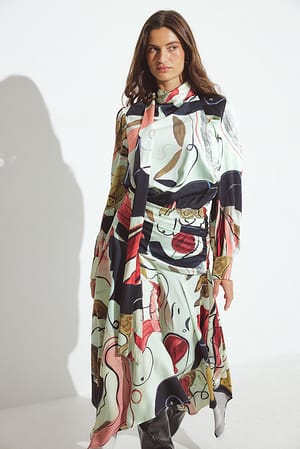 Mint Print Robe imprimée avec foulard