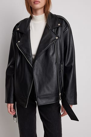 Black Bikerjacka i PU