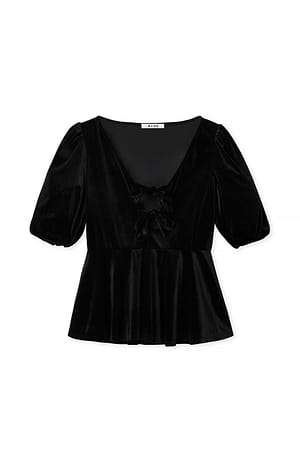 Black Haut en velours à manches bouffantes