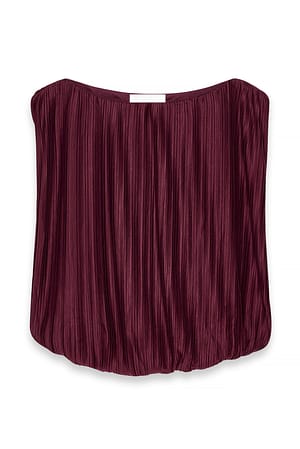 Burgundy Plissert topp med puffermer