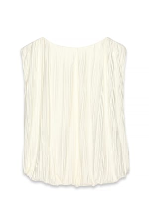 Offwhite Plissert topp med puffermer