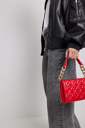 Red Sac à épaule matelassé avec chaîne épaisse