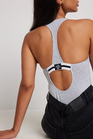 Grey Melange Bomullsbody med racer back og flekker