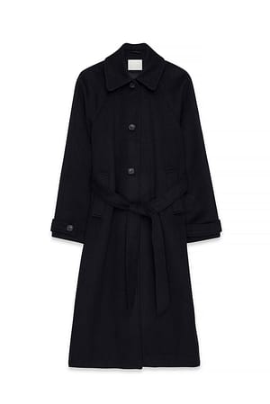 Black Oversized mantel met raglanmouwen van wolmix