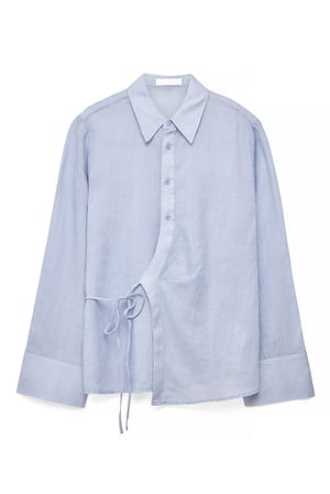 Light Blue Wickelshirt aus Ramie-Mix