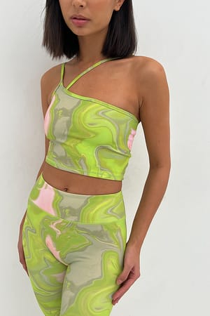 Greenish Print Asymmetrisk topp
