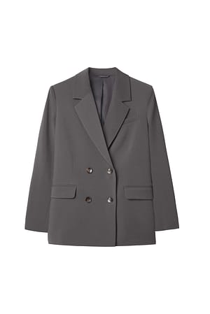 Grey Oversized dobbeltspent blazer