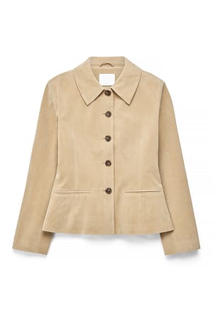 Beige Tailored Faux Suede Jacket