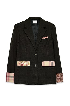 Brown Regular fit blazer with check details