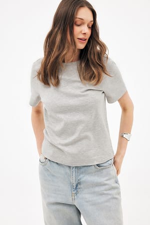Grey Melange T-shirt coupe droite