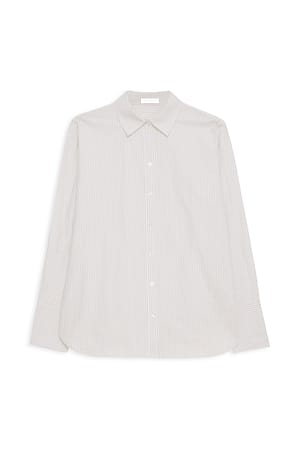 Beige Stripe Camisa de algodón casual
