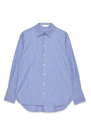 Blue Stripe Avslappnad skjorta i bomull